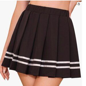 Pleated Mini Skirt Black White Stripe Cheer Skater 2XL